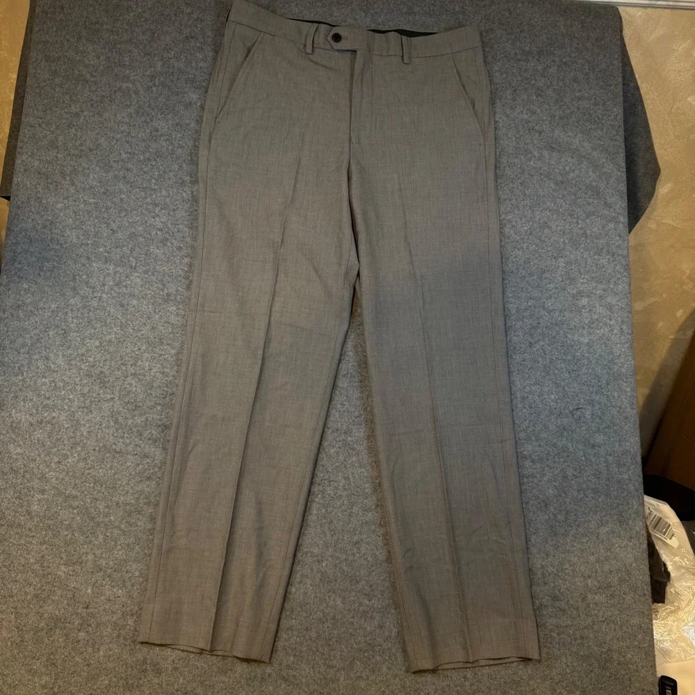 Nautica Mens 2 Piece Suit 38S W32 Light Grey Solid Active Bi-Stretch Modern Fit